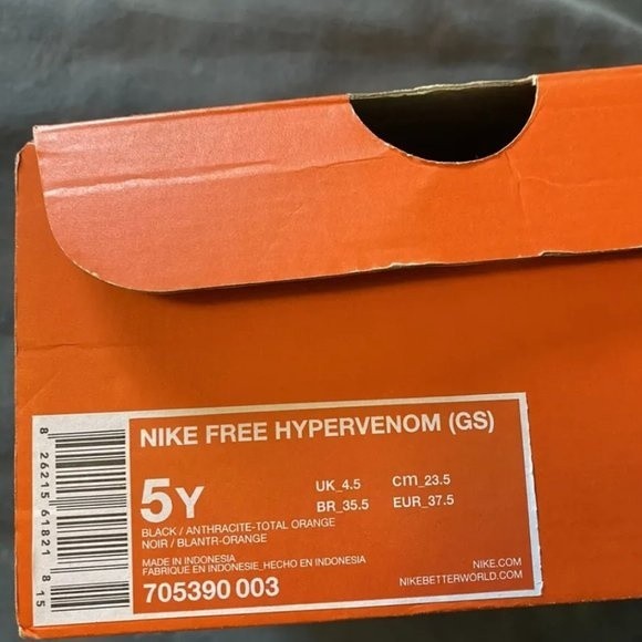 Nike Free Hypervenom Triple Black Grade School Size 5 Lightly Worn - Picture 6 of 6